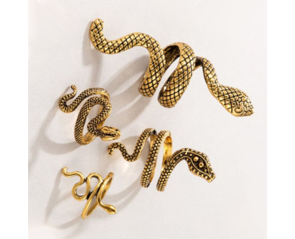 Žiedų komplektas 4 gyvatės aukso spalvos; 12-20 pritaikomo dydžio