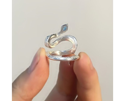 Žiedas Gyvatė Blue sidabro spalvos; 16-21 pritaikomo dydžio