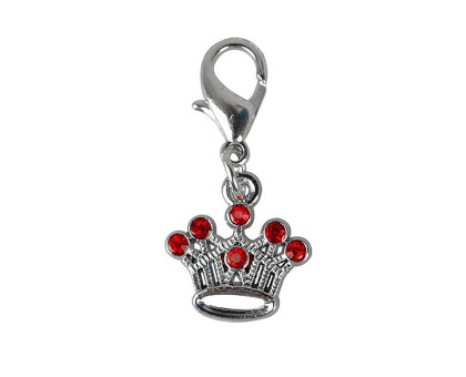 Pakabukas antkakliui Karūna su raudonais kristalais; 2x2cm