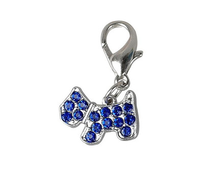 Pakabukas antkakliui Šuniukas su mėlynais kristalais; 2x2cm