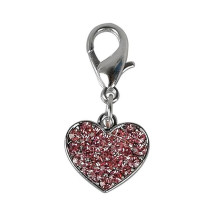 Pakabukas antkakliui Širdelė su rožiniais kristalais; 2x2cm