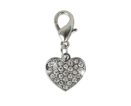 Pakabukas antkakliui Širdelė su skaidriais kristalais; 2x2cm
