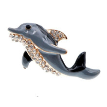 Segė Delfinas su kristalais; 5.2x2.8cm
