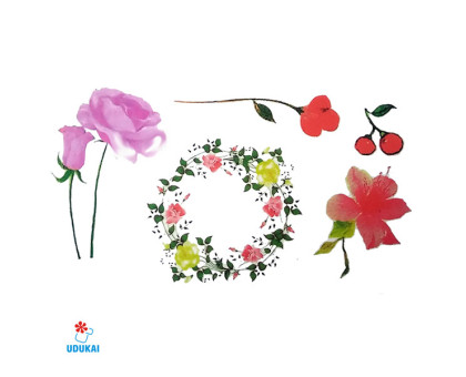 Laikina tatuiruotė Gėlės W007; 10x6cm