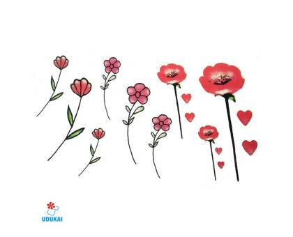 Laikina tatuiruotė Gėlės W018; 10x6cm