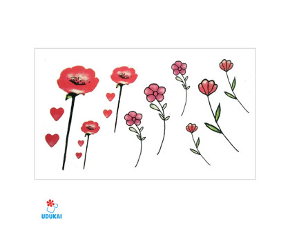 Laikina tatuiruotė Gėlės W018; 10x6cm