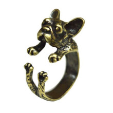 Žiedas Prancūzų buldogas bronzos spalvos; universalaus dydžio