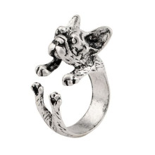 Žiedas Prancūzų buldogas sidabro spalvos